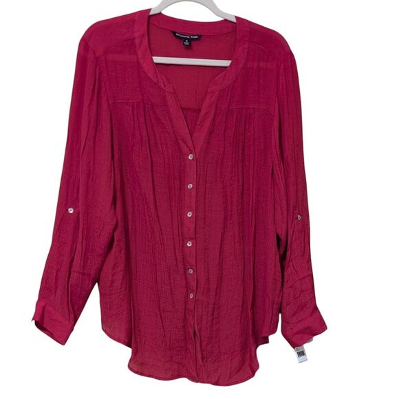 NWT Zac & Rachel Woman Deep Claret long sleeve button front blouse size 1X Plus - Picture 8 of 8